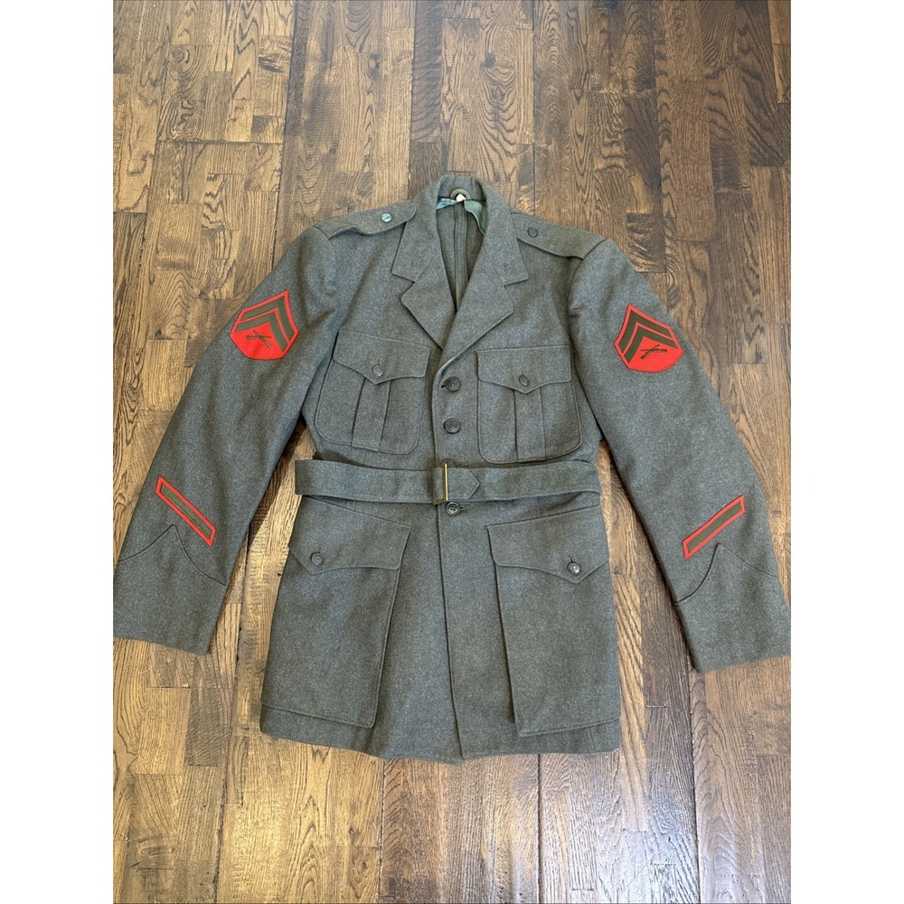 WWII US Marine Corps Corporal Wool Service Coat Infantry 38S Original USMC